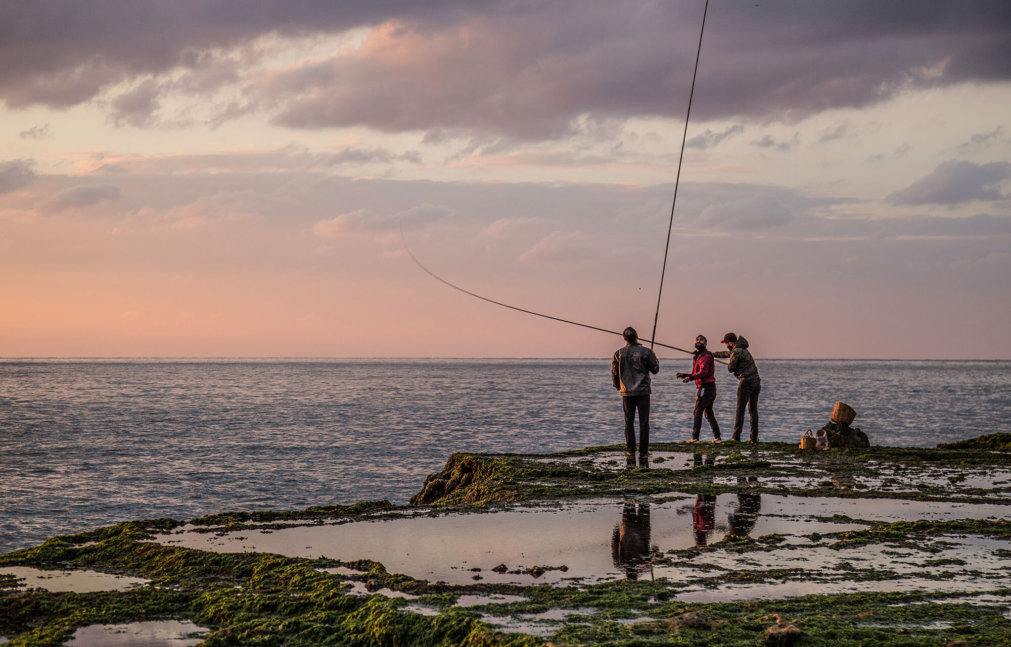 Fishing at sunset, Lebanon